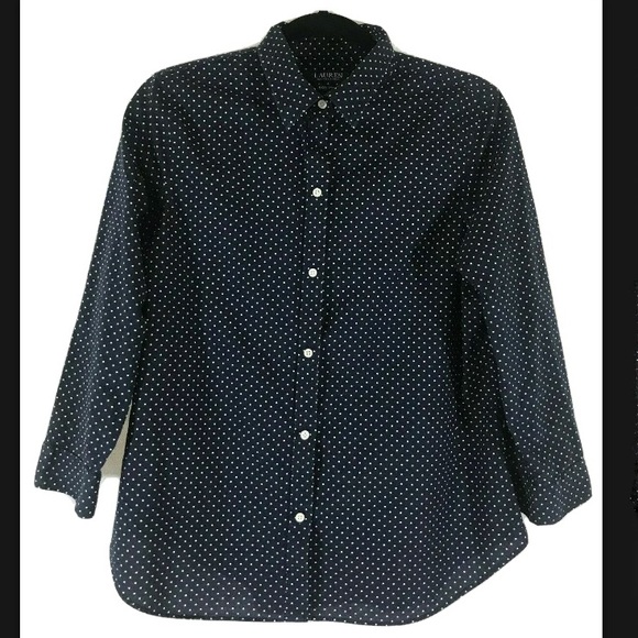 LAUREN Ralph Lauren Dotted Blue Button Up- size L - Picture 2 of 10